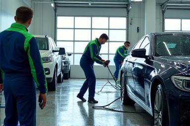 Équipe Lavage Éclatant au travail